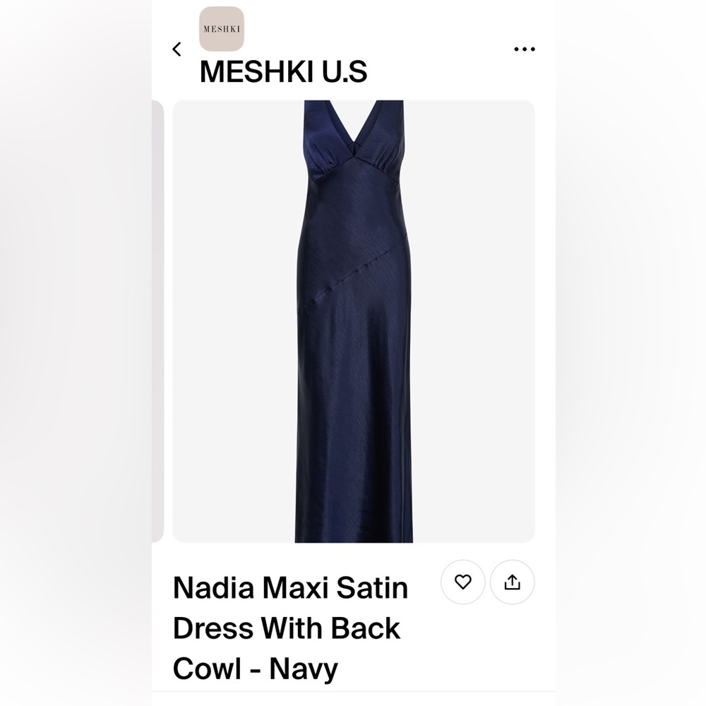 Nadia Maxi Satin
Dress With Back
Cowl - Navy